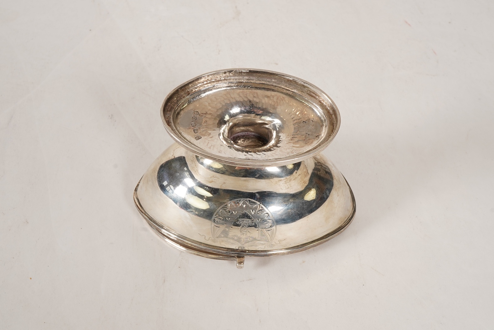 A George III silver boat shaped pedestal sugar basket, by Peter & Ann Bateman